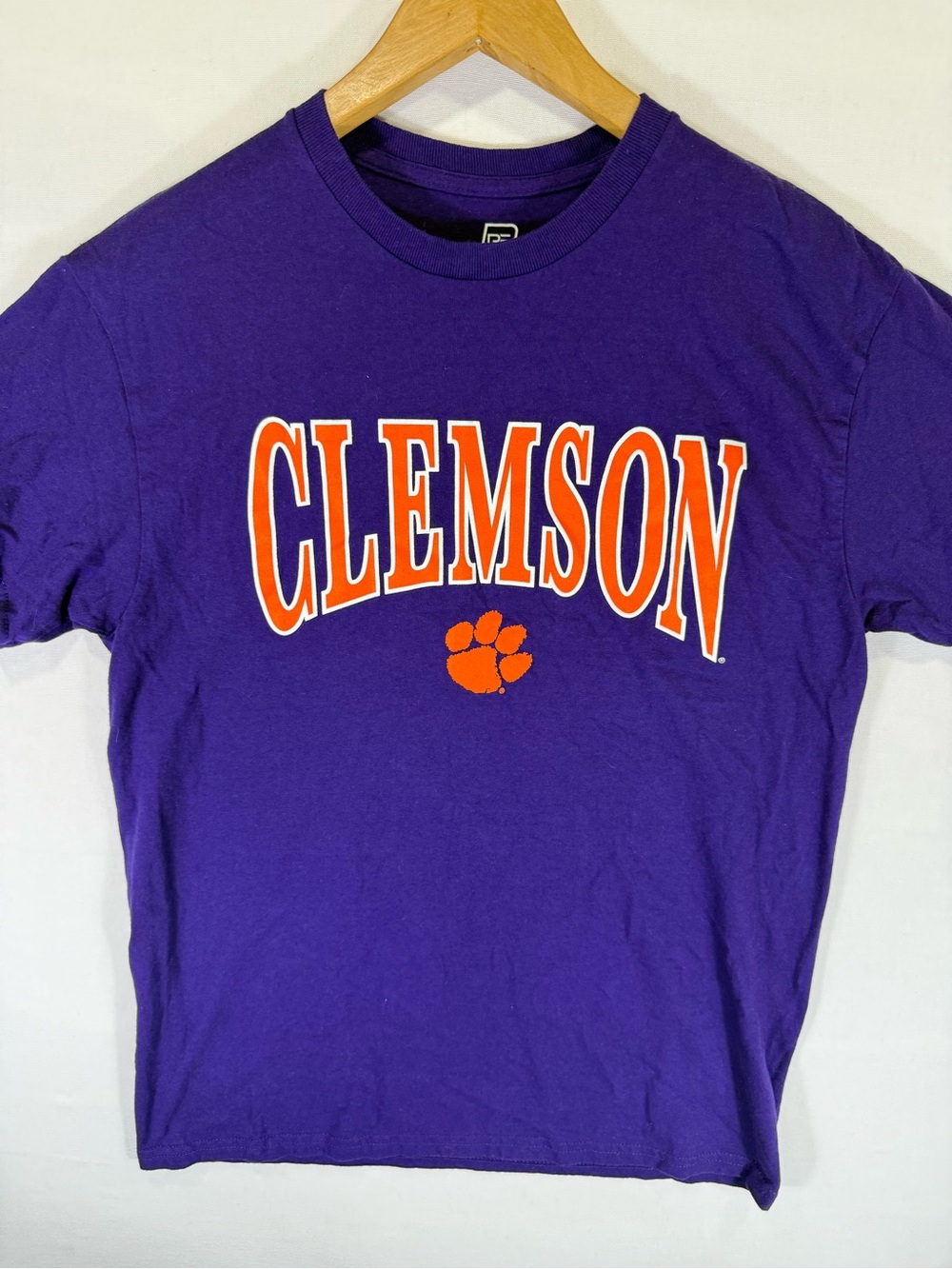 Pro Edge Purple Short-Sleeve Crewneck with Orange Clemson Logo